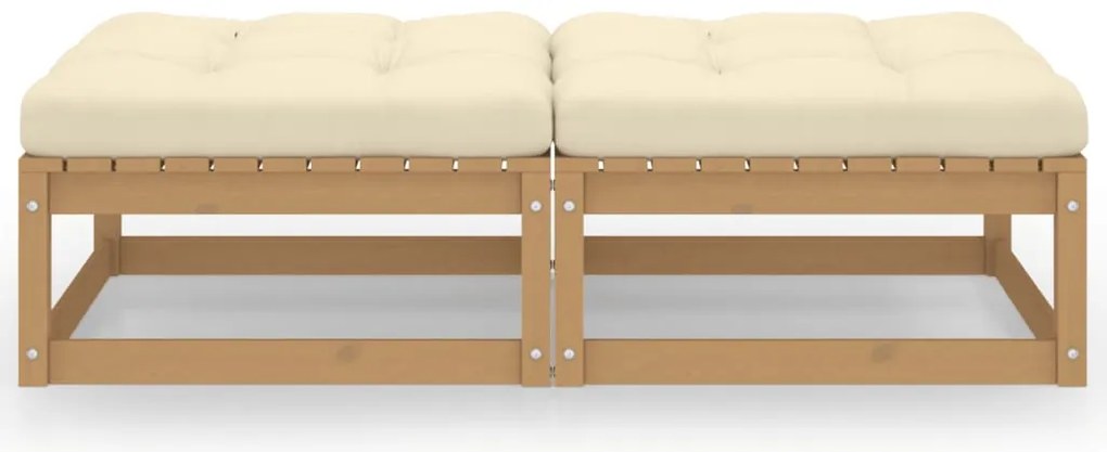 Apoio de pés p/ jardim c/ almofadões 2 pcs pinho maciço