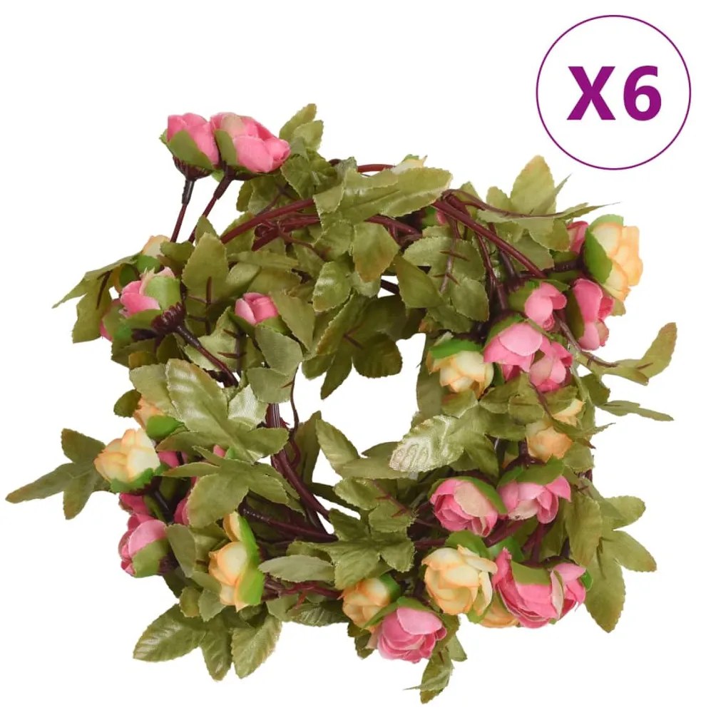 Grinaldas de flores de Natal 6 pcs 215 cm rosa
