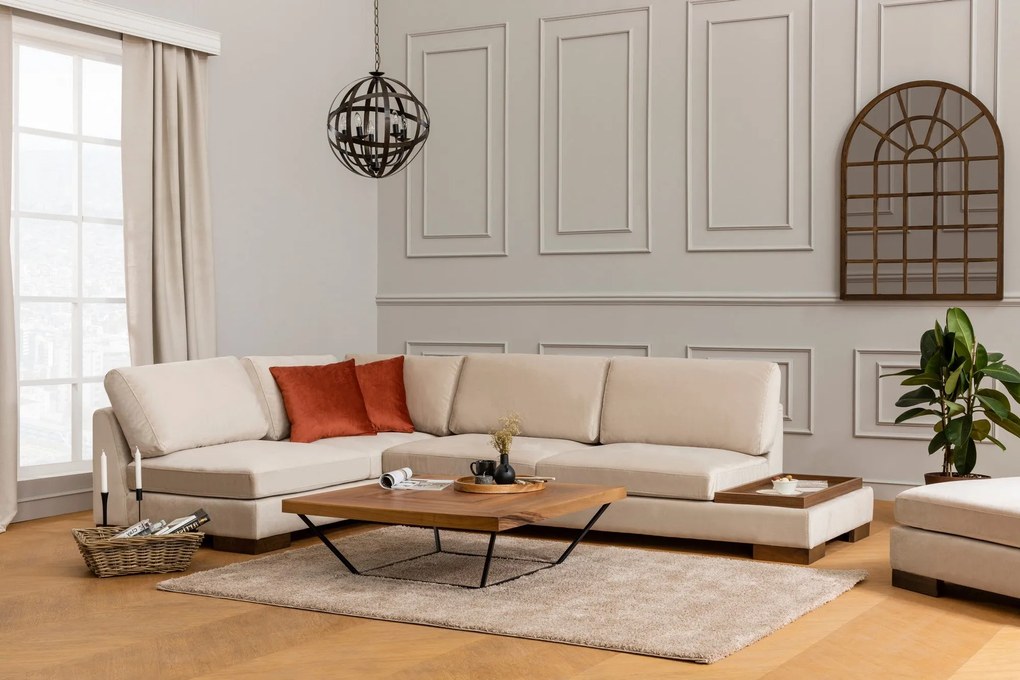 Sofá de Canto Tulip - Bege - 193 cm x 313 cm