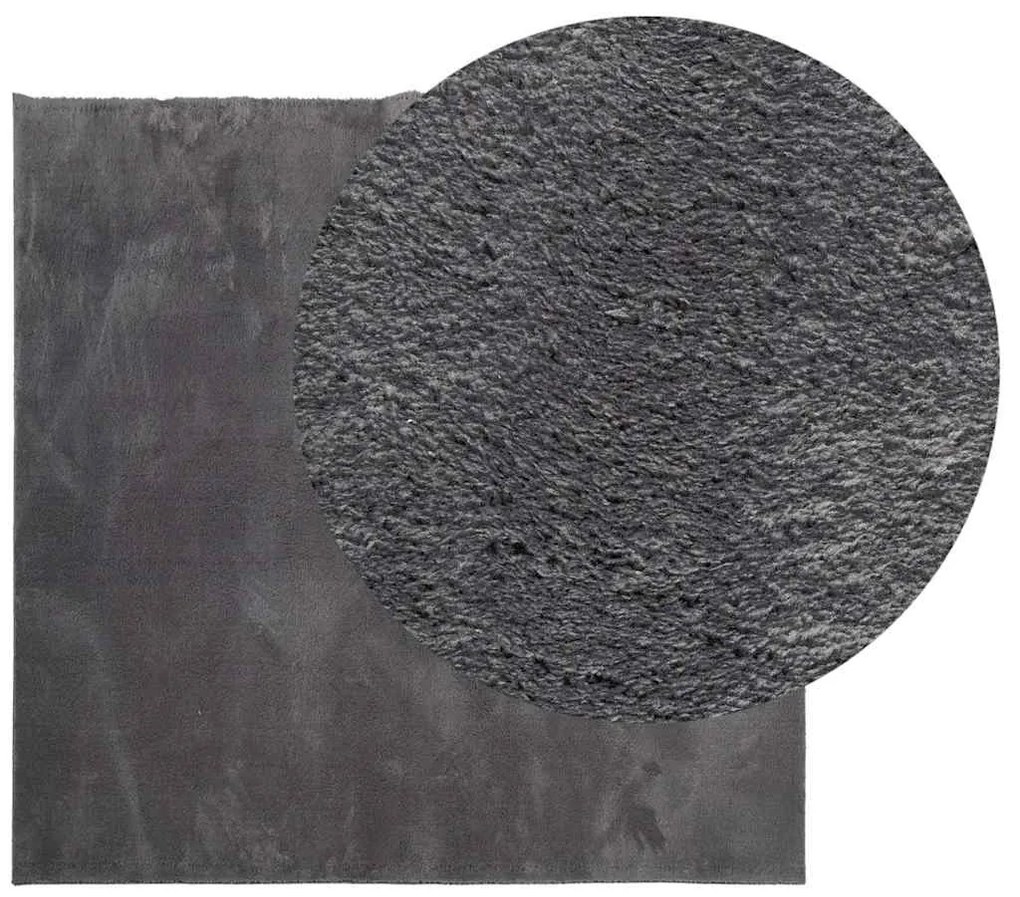Tapete pelo curto macio e lavável HUARTE 240x240 cm antracite