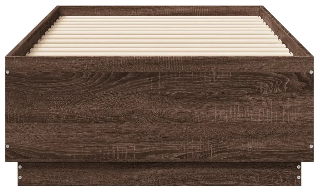 Estrutura de cama 75x190 cm derivados madeira carvalho castanho
