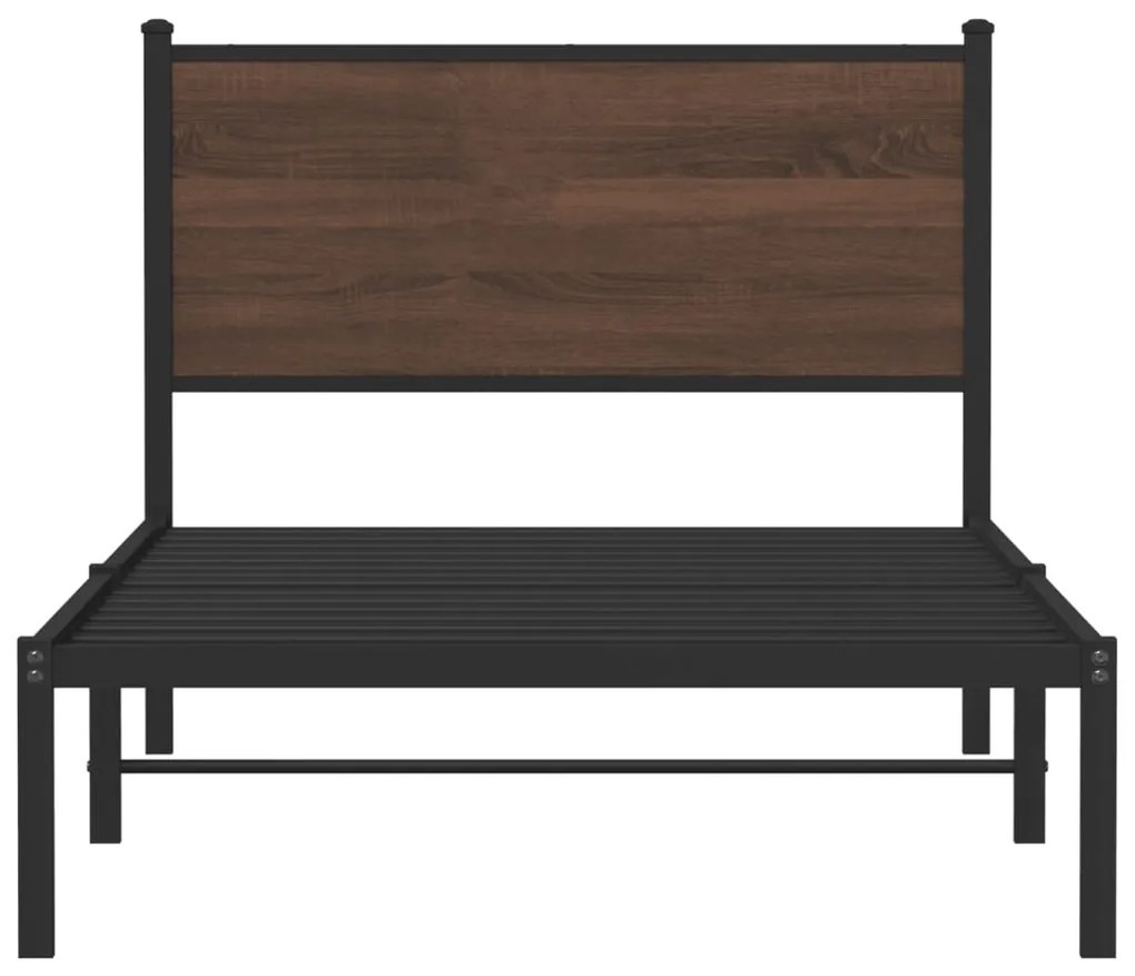 Estrutura de cama sem colchão 107x203cm metal carvalho castanho