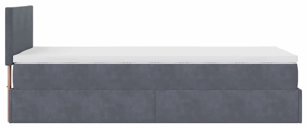 Estrutura cama otomana colchão 80x200 cm veludo cinzento escuro