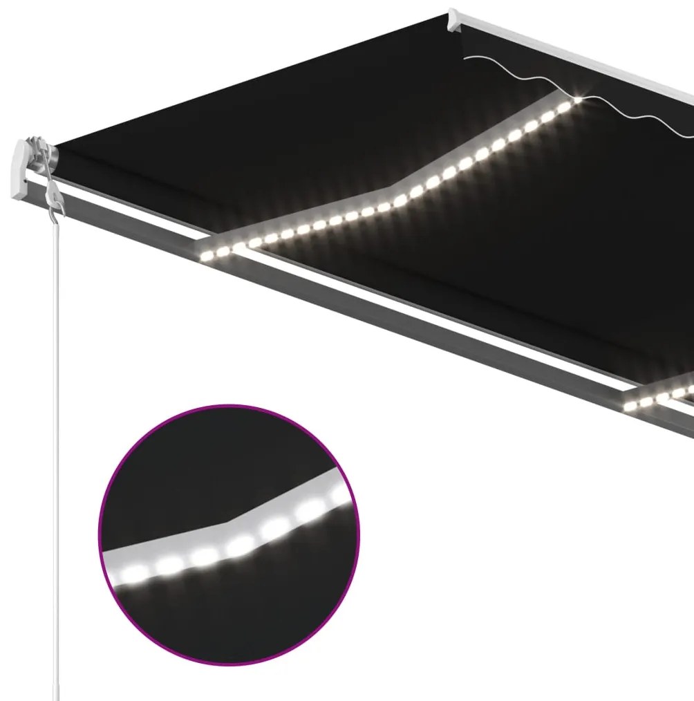 Toldo automático com LED e sensor de vento 300x250 cm antracite