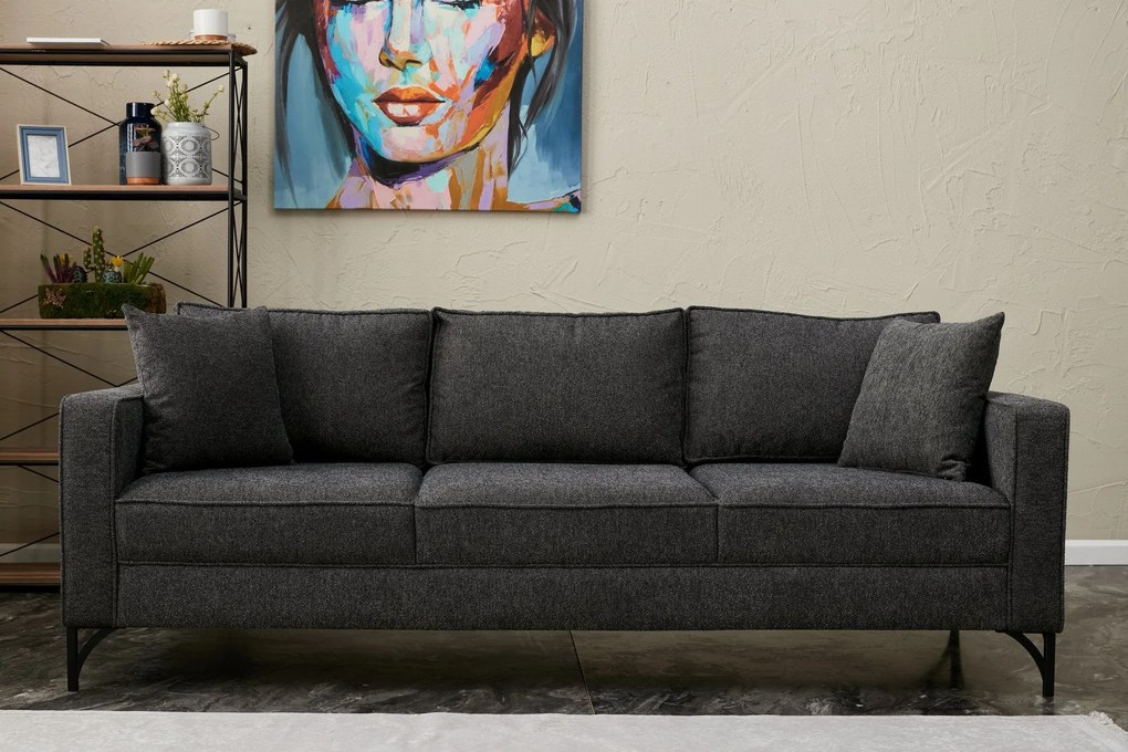 Sofá de 3 Lugares Berlin – Antracite – 220x83x91 cm