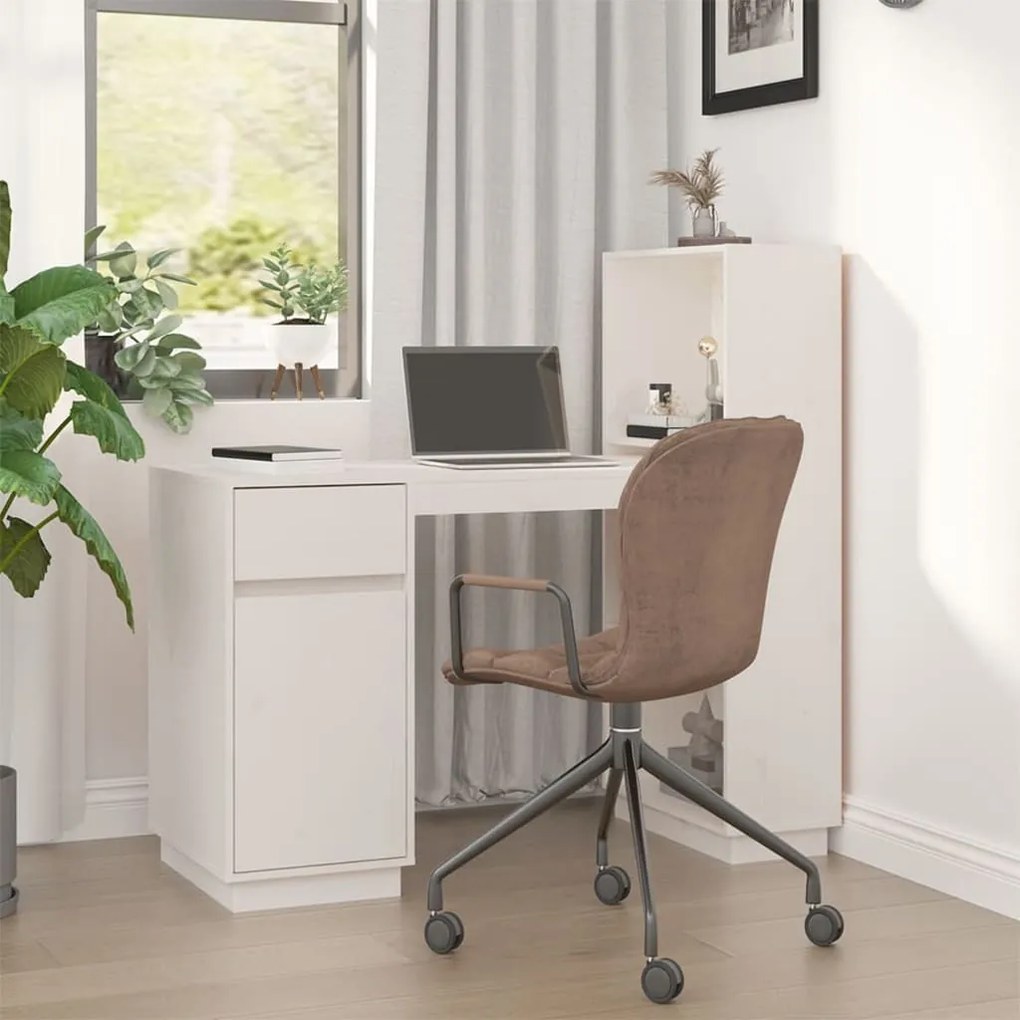 vidaXL Secretária 110x53x117 cm madeira de pinho maciça branco