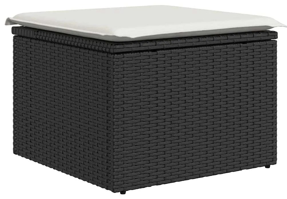 8 pcs conjunto sofás de jardim com almofadões vime PE preto