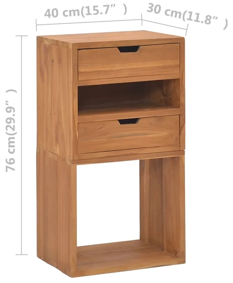 Mesa de cabeceira 40x30x76 cm madeira de teca maciça
