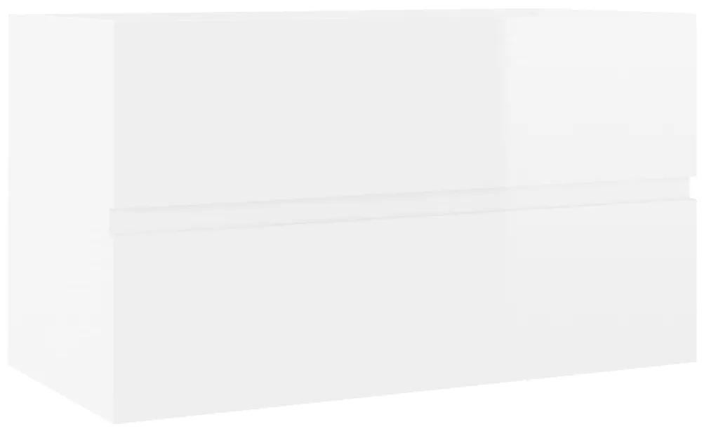 Armário lavatório 80x38,5x45 cm contraplacado branco brilhante