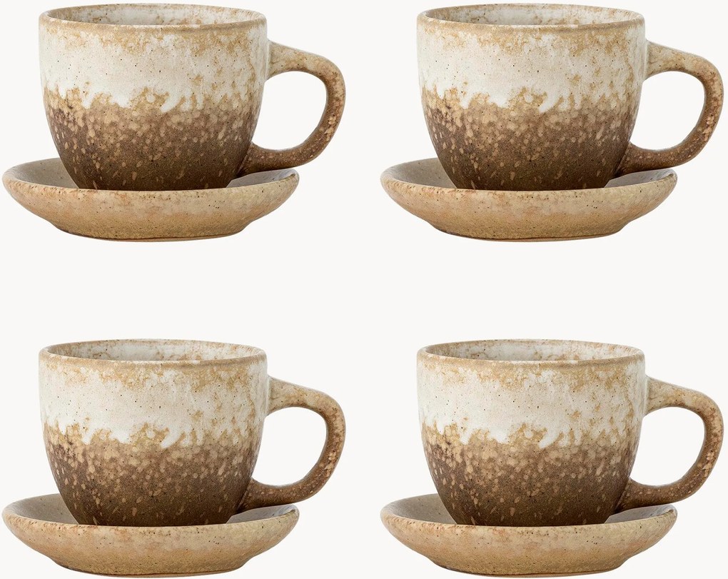 Chávenas de café e pires em grés Brenta, conjunto de 8