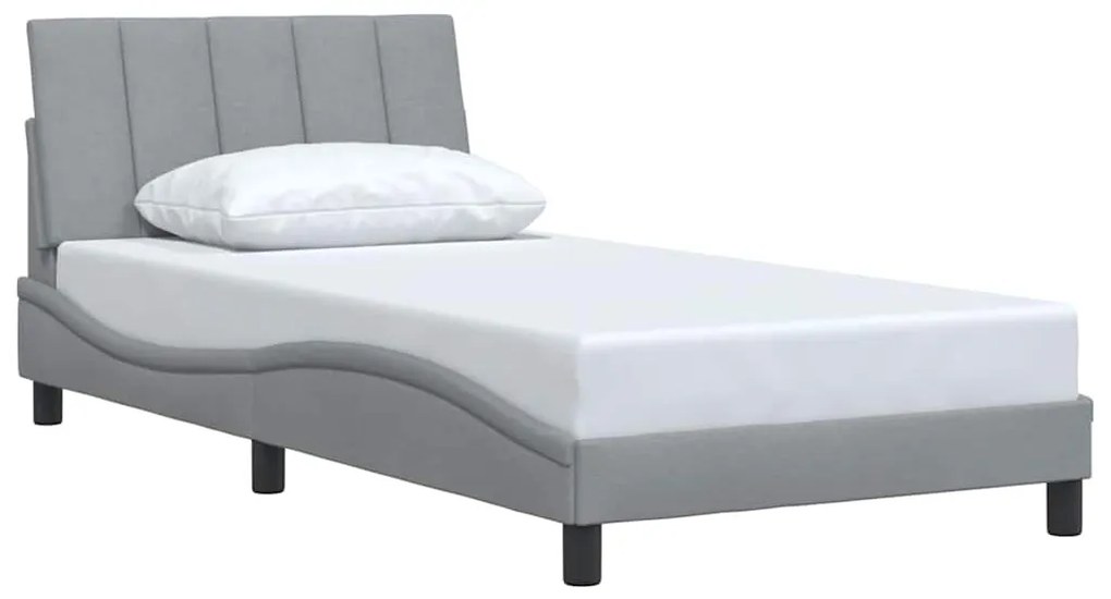 Estrutura de cama sem colchão 100x200 cm tecido cinzento-claro