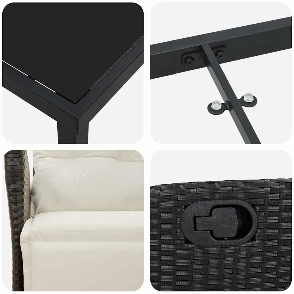 Conjunto de Jantar de Jardim com 5 Peças em Rattan Sintético Preto