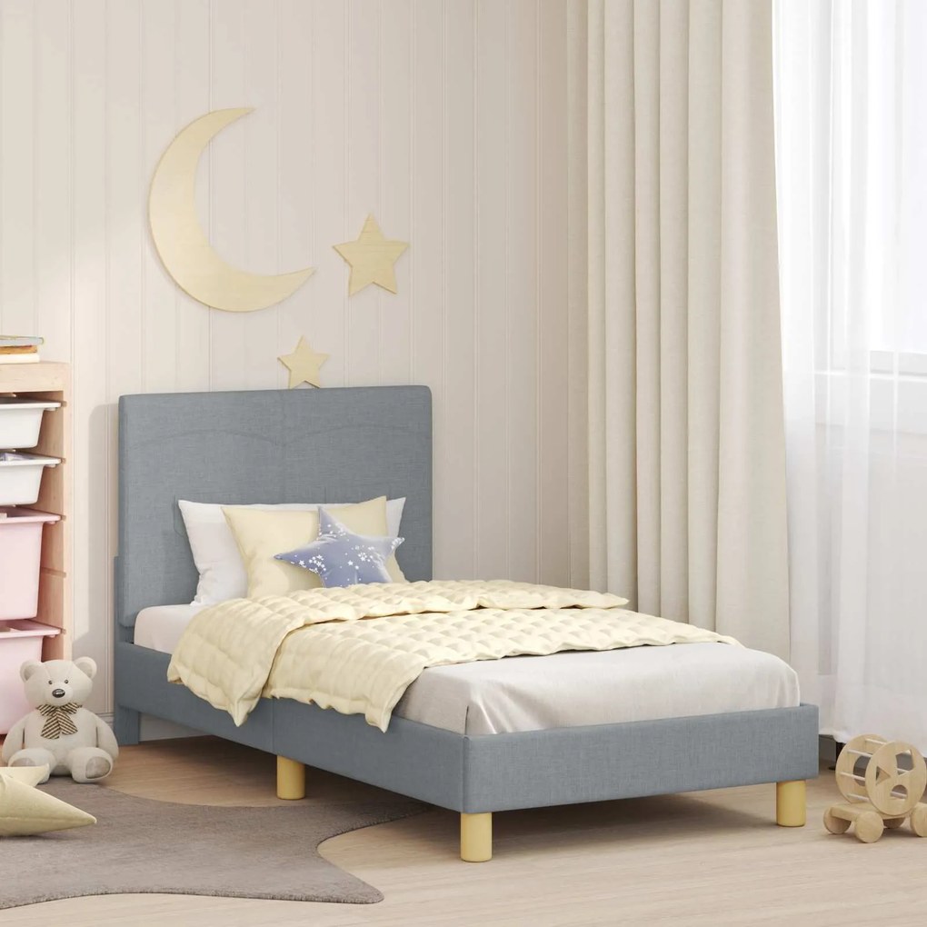 vidaXL Estrutura de Cama Infantil com Cabeceira Cinzento-claro
