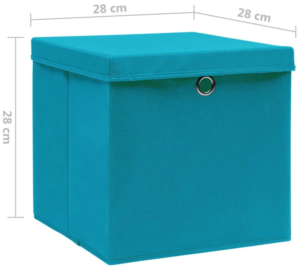 Caixas de arrumação com tampas 10 pcs 28x28x28 cm azul-bebé