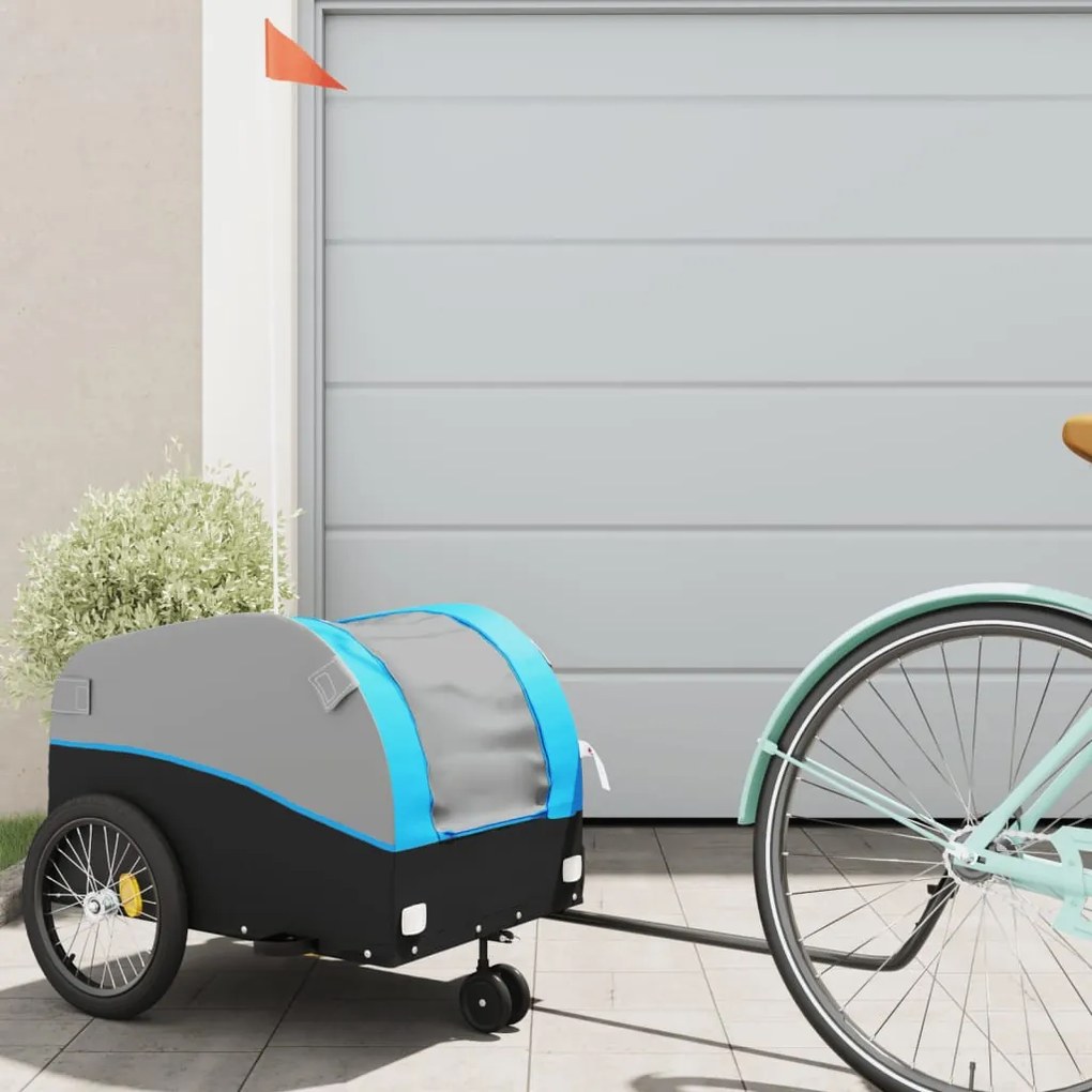 Reboque para bicicleta 30 kg ferro preto e azul