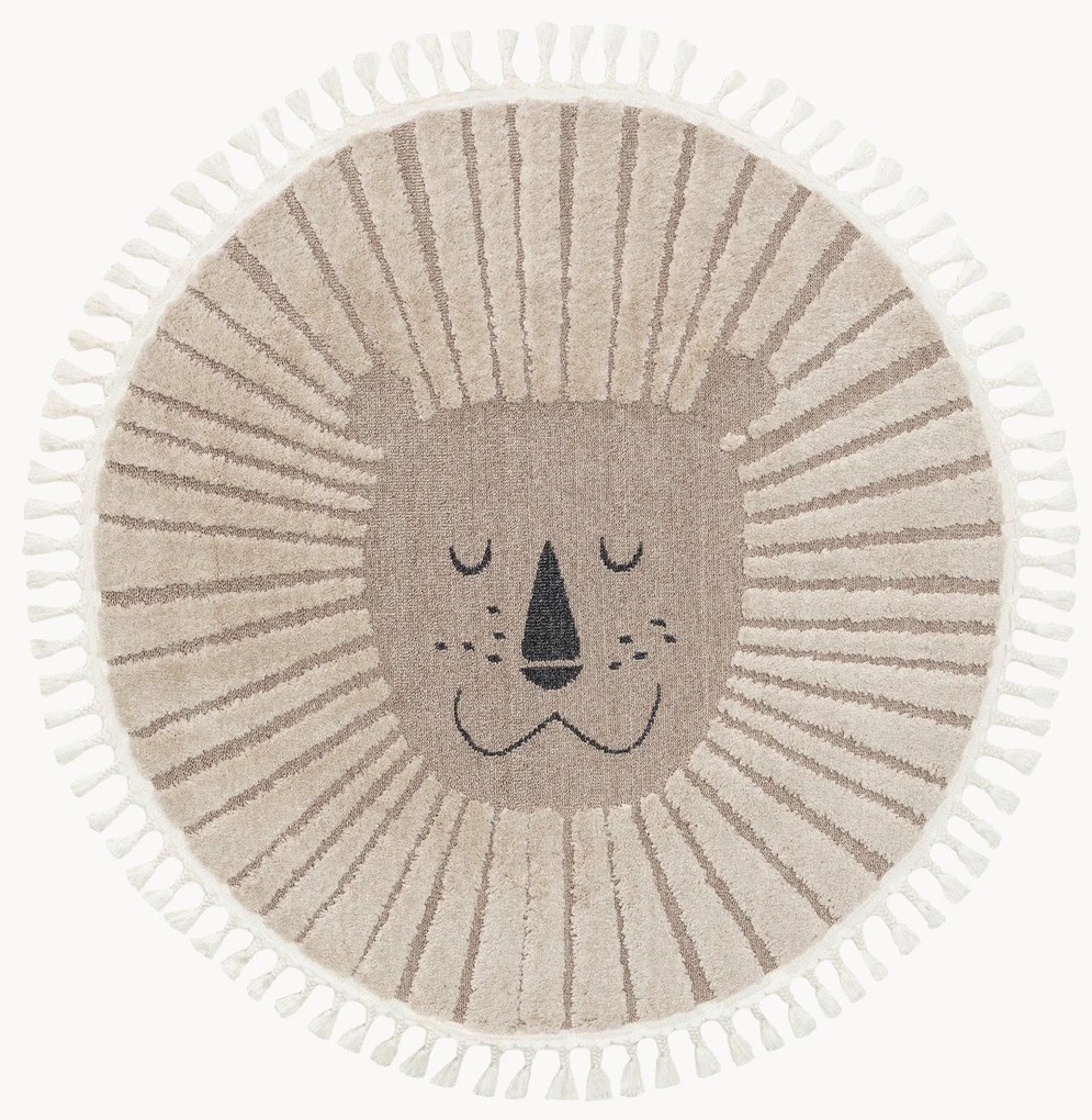 Tapete redondo para crianças com franjas e relevo Momo