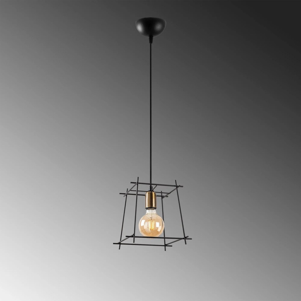 Candeeiro Suspenso Coman – Preto Antique – 24 x 24 x 32-122 cm