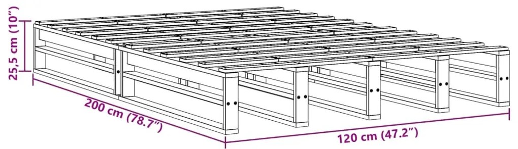 Cama sem colchão 120x200 cm madeira de pinho maciça branco
