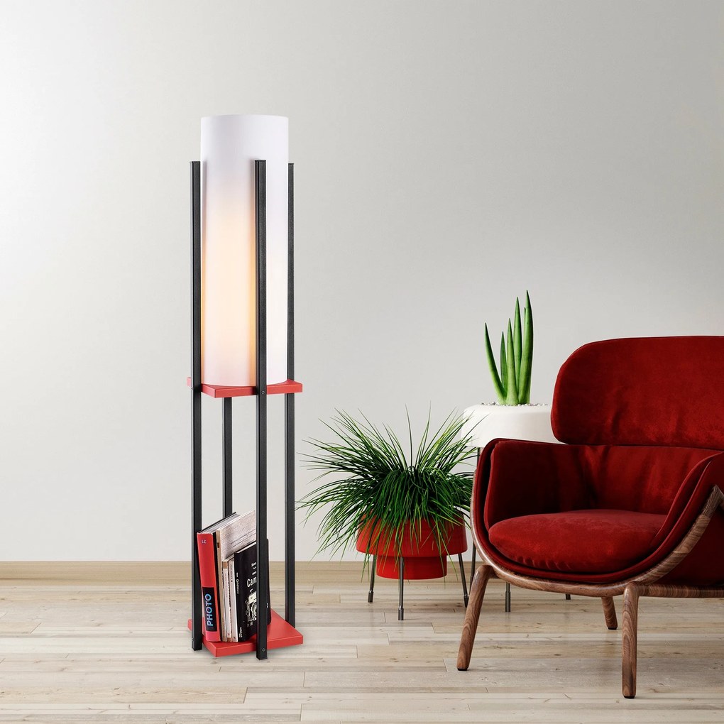 Candeeiro de Pé 7131 – Preto/Vermelho – 25 x 25 x 130 cm