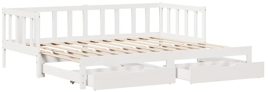 Sofá-cama com gavetão e gavetas sem colchão 90x200 cm branco
