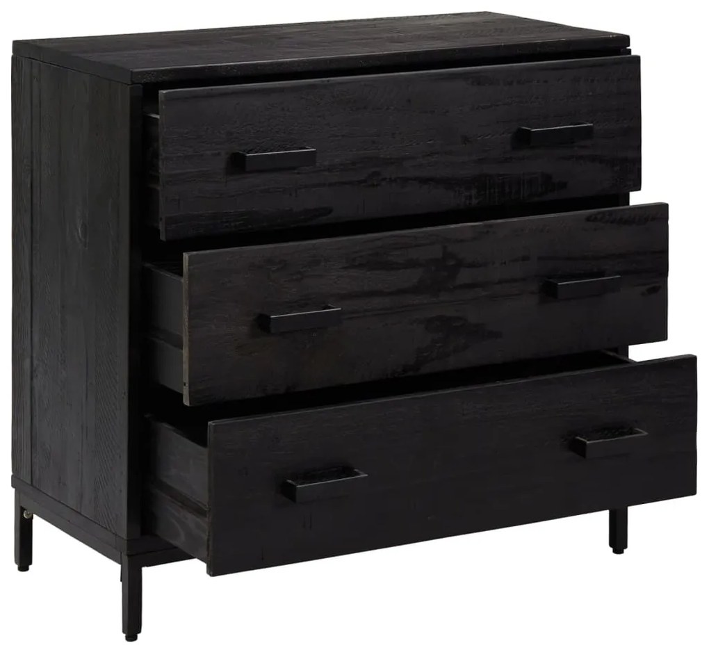 Cómoda 75x35x70 cm pinho maciço preto