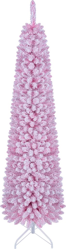 Árvore de Natal Artificial Tipo Lápis, 45 x 45 x 180 cm, Luzes LED Integradas, Rosa