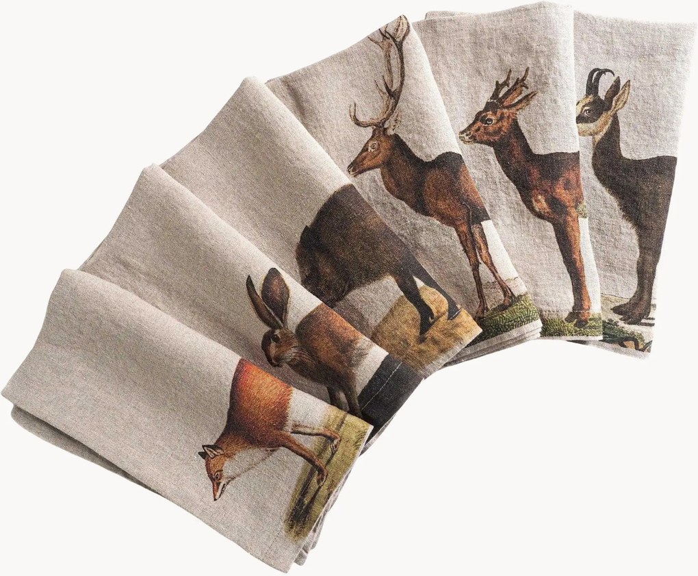 Guardanapos de linho Wild Animals, conjunto de 6