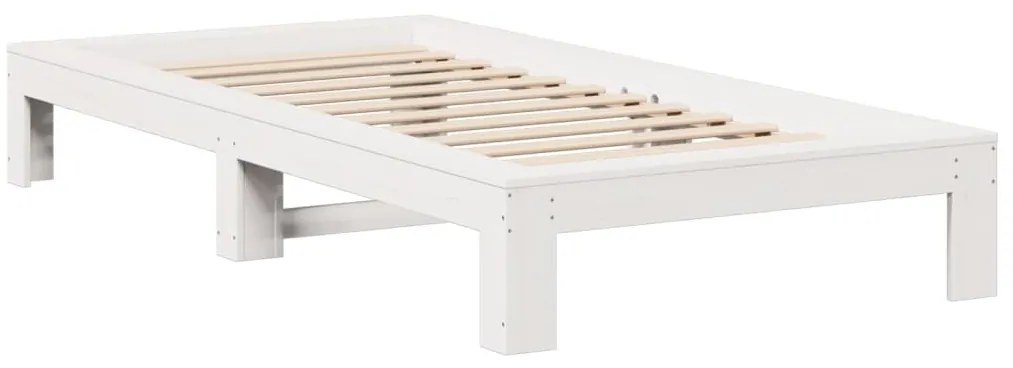 Cama sem colchão 100x200 cm madeira de pinho maciça branco