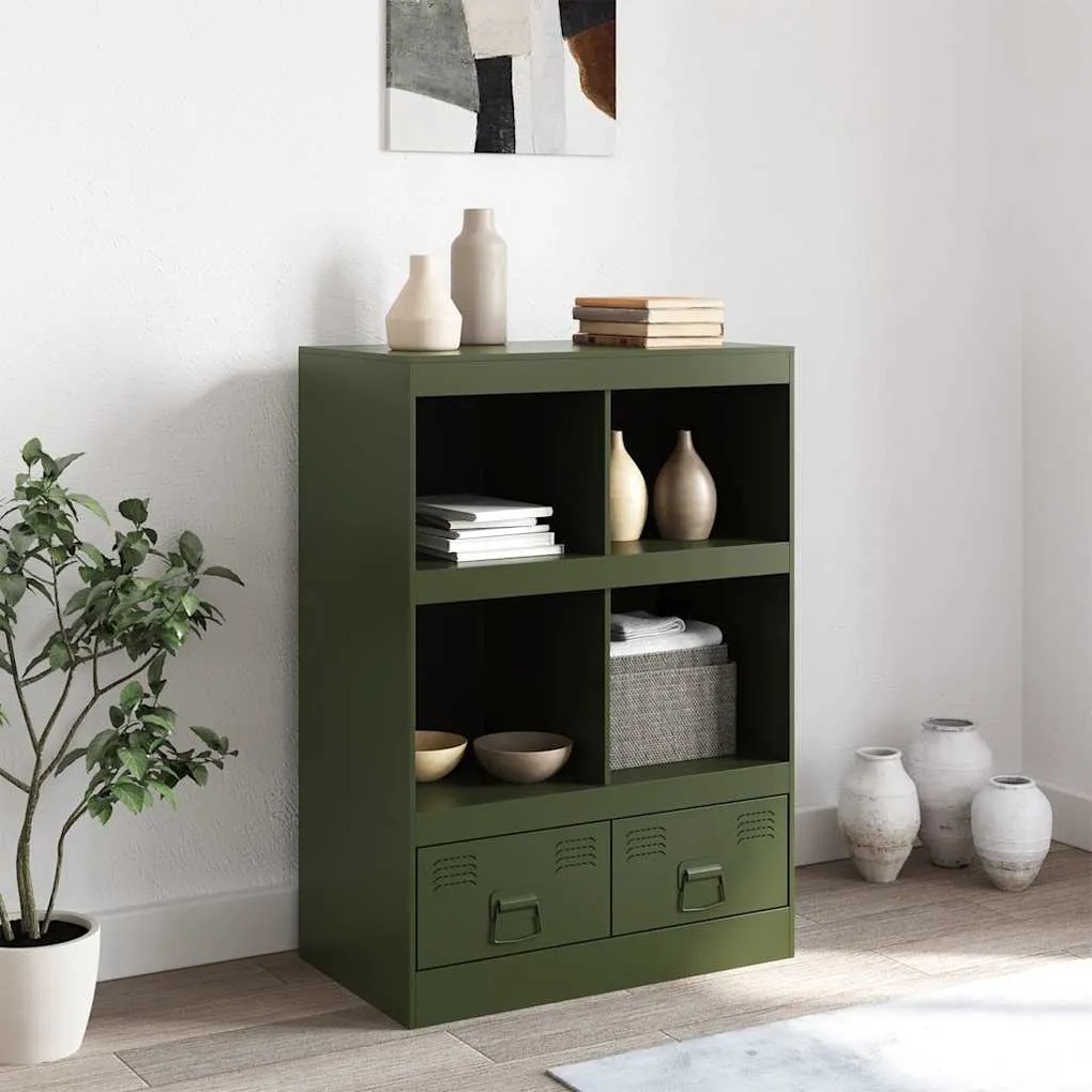 Aparador alto 67x39x95 cm aço verde azeitona