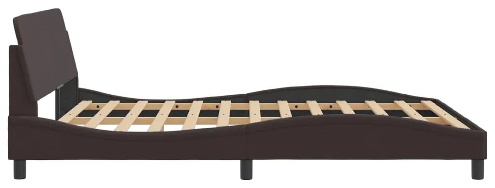 Estrutura de cama sem colchão 160x200 cm tecido castanho-escuro