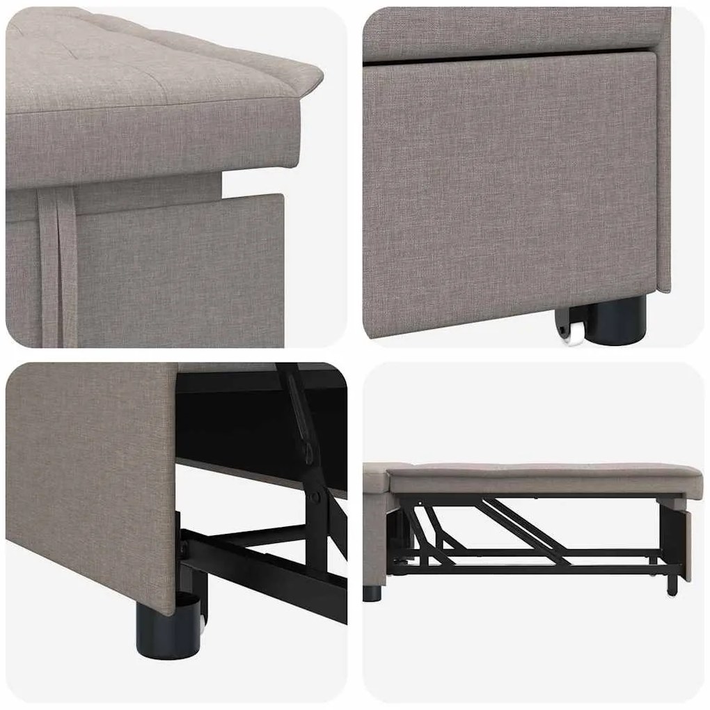 Sofá Cama 3 em 1 com Design Retrátil em Tecido Taupe