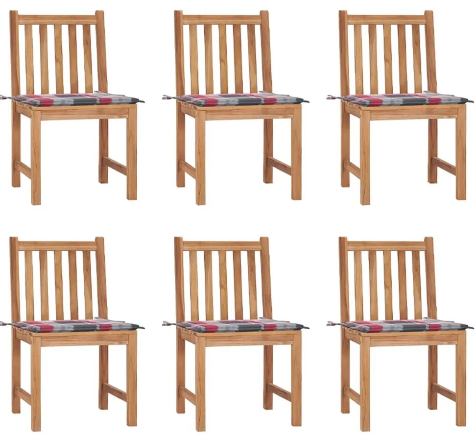 vidaXL Cadeiras de jardim 6 pcs c/ almofadões madeira de teca maciça