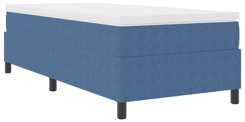 Cama Box com Colchão Azul 80x200 cm Tecido Corduroy