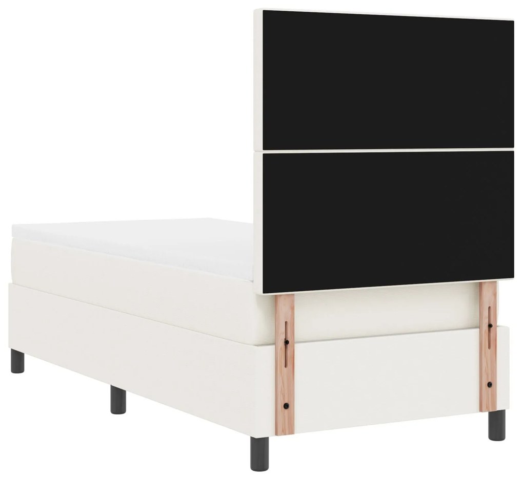 Cama Box Spring com Colchão Creme 80x200 cm Tecido de Veludo Cotelê