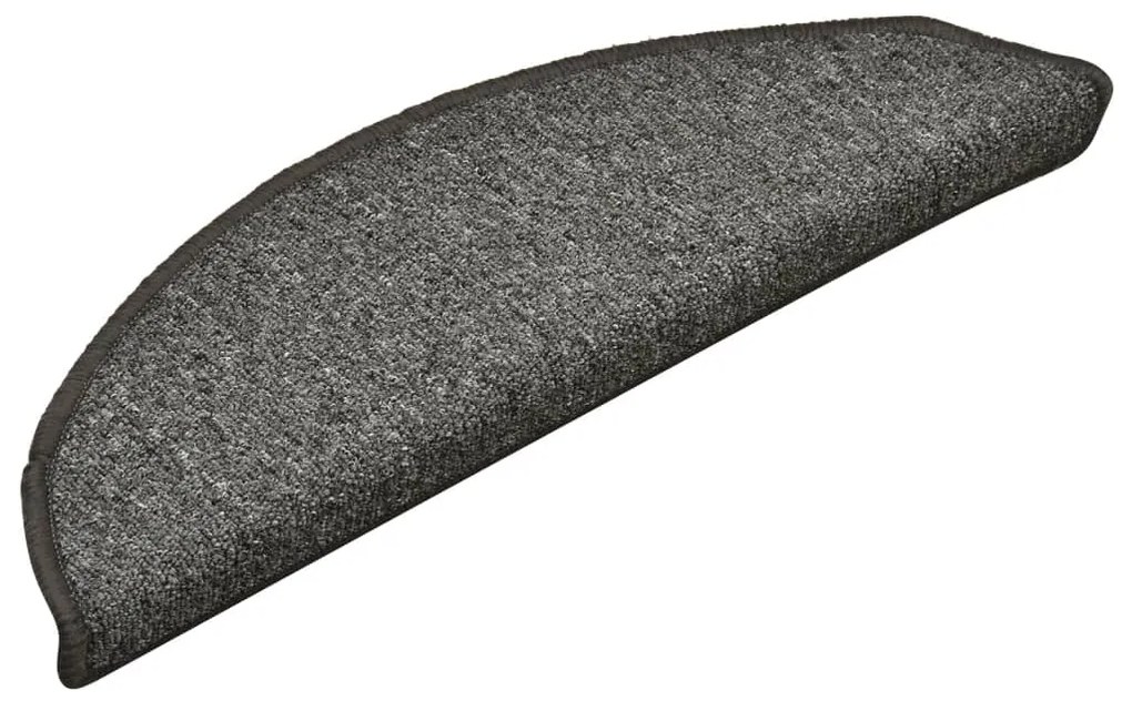 Tapete/carpete para degraus 15 pcs 56x17x3 cm cinza-escuro