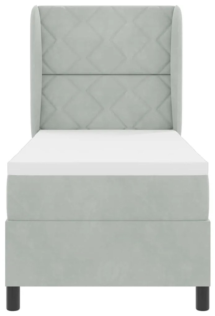 Cama com Estrado e Colchão Cinzento-claro 80x200 cm em Veludo