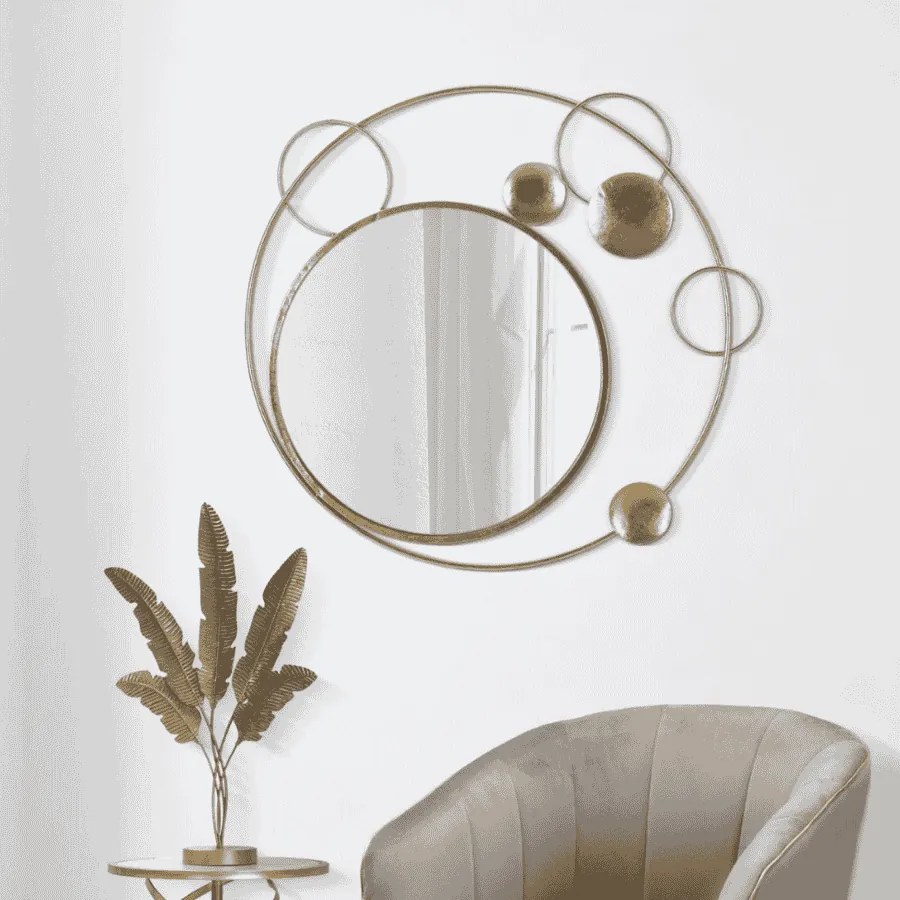 ESPELHO DE PAREDE PLANET 90X3X83 CM DOURADO