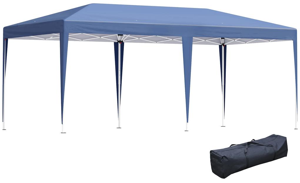 Outsunny Tenda Dobrável 6x3 Tenda de Jardim Portátil com Bolsa de Transporte Tecido Oxford Estrutura de Aço para Exterior Festas Acampamento Azul