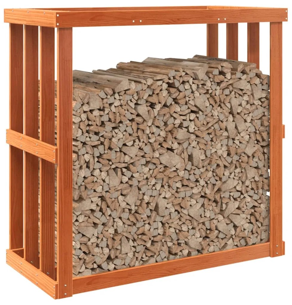 Suporte lenha exterior 109x52x106 cm pinho maciço castanho cera