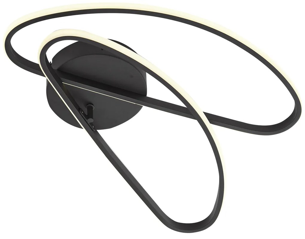 LED Plafon de design preto mate 65 cm regulável em 3 níveis 2 luzes - Pepe Design