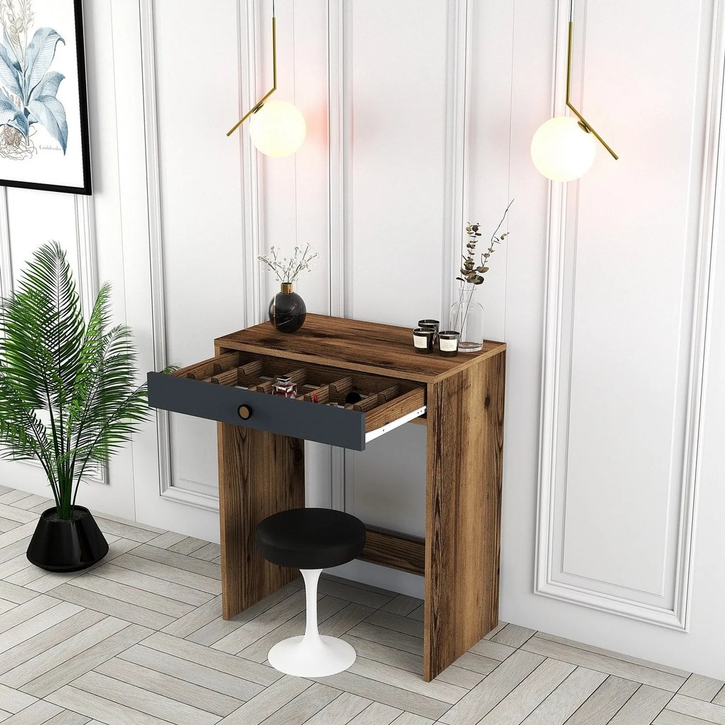 Mesa de Maquilhagem Lizbon – Nogueira Antracite – 70x40x84,7 cm