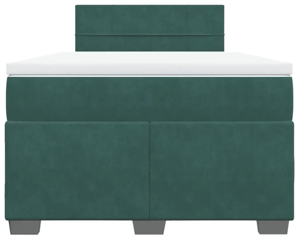 Cama boxspring com colchão 120x190 cm veludo verde-escuro