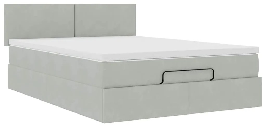 Estrutura de cama otomana com colchão 140x190 cm cinzento claro