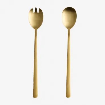 Conjunto De 2 Talheres Para Salada Em Aço Inoxidável Sornia Dourado - Sklum