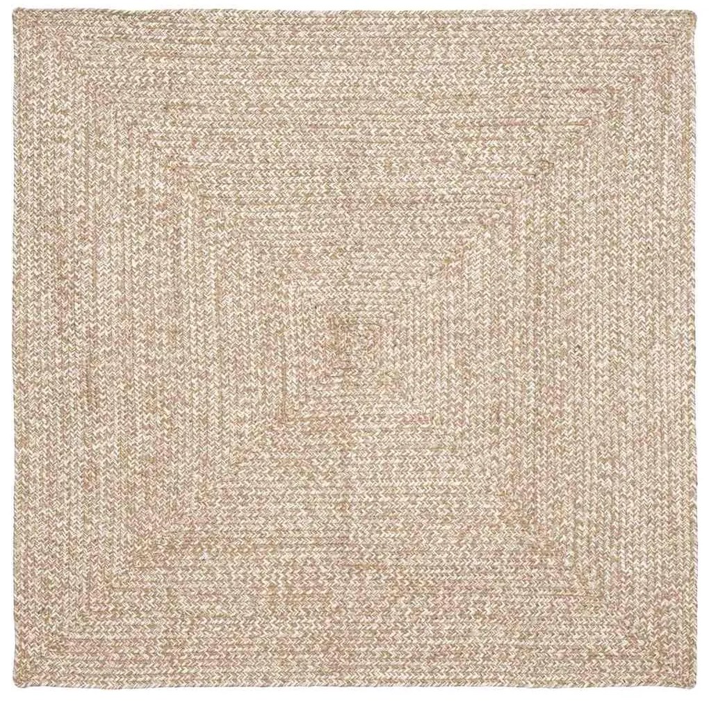 vidaXL Tapetes de área Quadrado Natural e Branco 120 x 120 cm