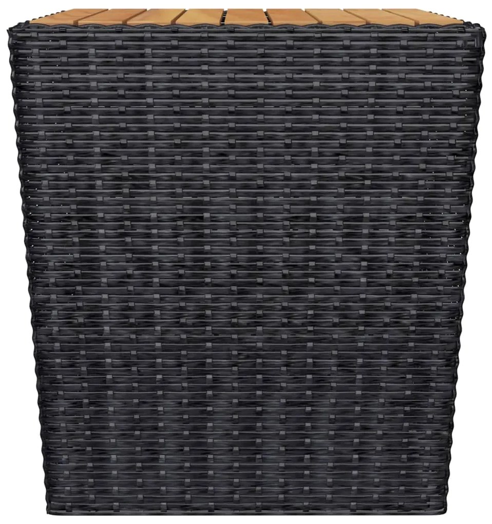 3 pcs conjunto de bistrô vime PE e madeira de acácia preto