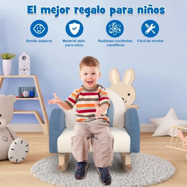 Cadeira de baloiço para crianças estofada para crianças 3-5 anos 50,5 x 49 x 50,5 cm Azul