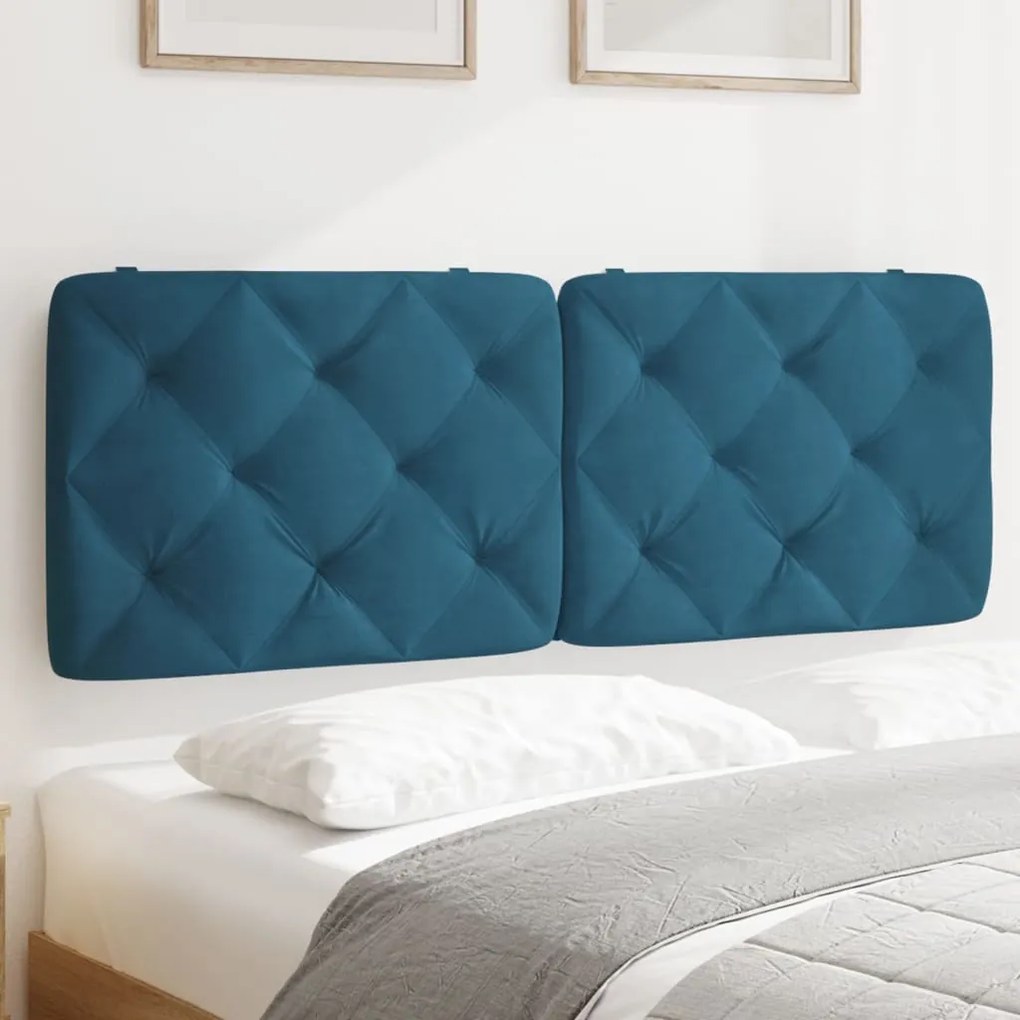 vidaXL Almofadão de cabeceira 120 cm veludo azul
