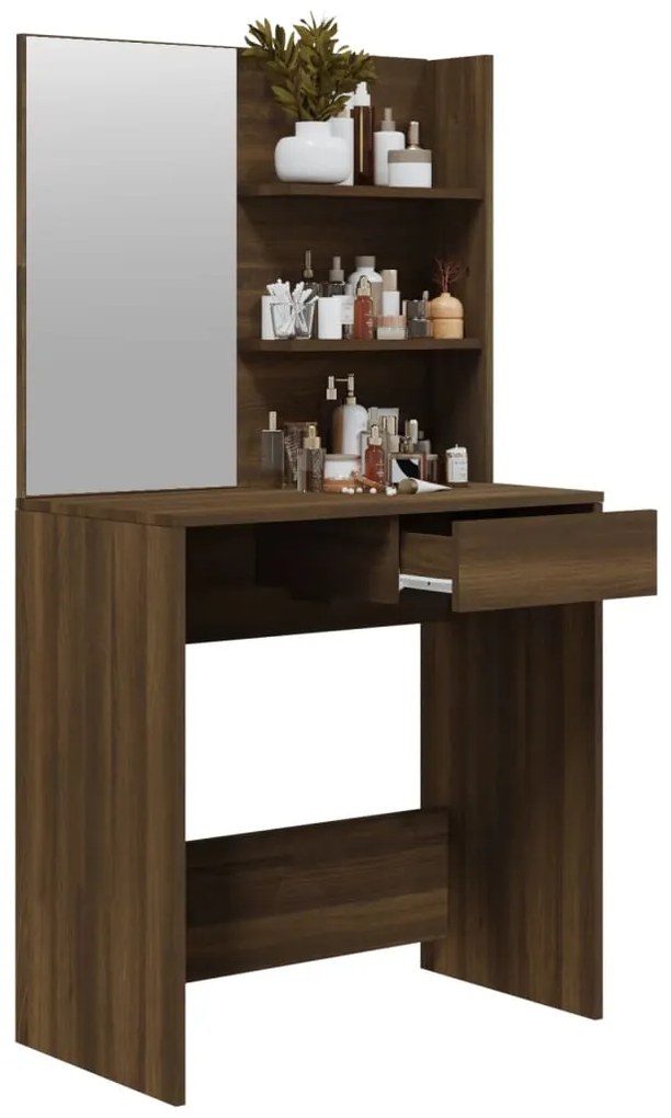 Toucador com espelho 74,5x40x141 cm cor carvalho castanho