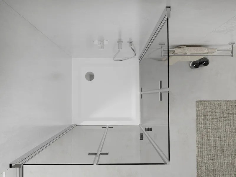 Mexen Lima Duo cabine de duche dobrável 90 x 90 cm, transparente, cromado + base de duche Flat - 856-090-090-01-02-4010